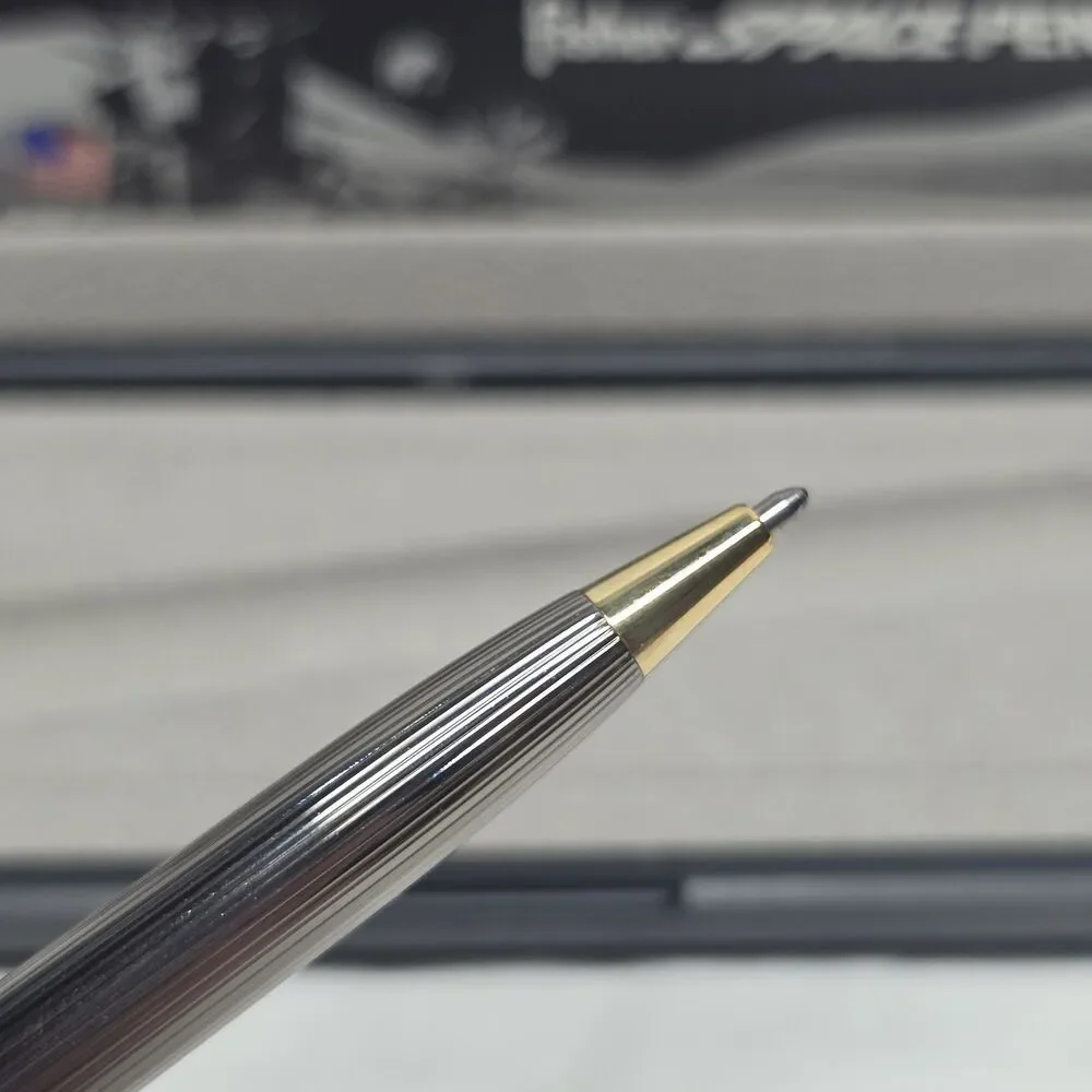 Fisher Original Astronaut Classic Space Pen Gunmetal Gold Tone Rim With Box